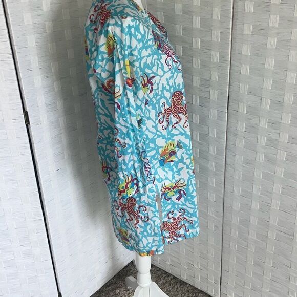 Gretchen Scott Notched Neck Tunic Aquatic Life  Medium  - Picture 6 of 14